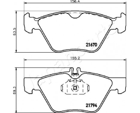 Brake Pad Set, disc brake PA-0520AF Japanparts, Image 2