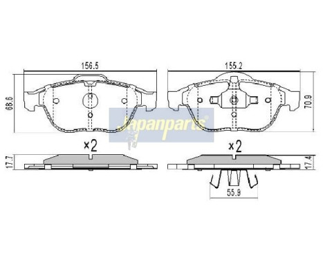Brake Pad Set, disc brake PA-0706AF Japanparts, Image 2