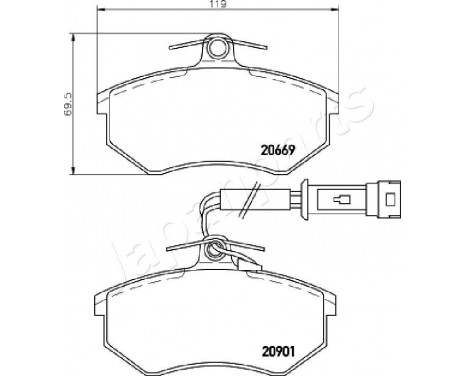 Brake Pad Set, disc brake PA-0903AF Japanparts, Image 2