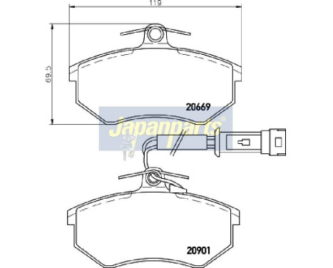Brake Pad Set, disc brake PA-0903AF Japanparts, Image 2