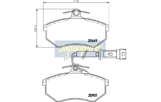 Brake Pad Set, disc brake PA-0903AF Japanparts, Image 2