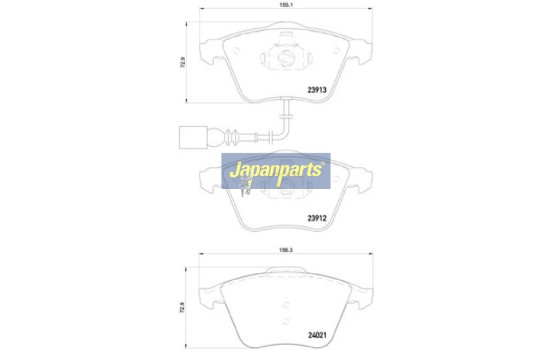 Brake Pad Set, disc brake PA-0909AF Japanparts, Image 2