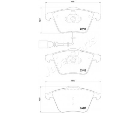 Brake Pad Set, disc brake PA-0909AF Japanparts, Image 2