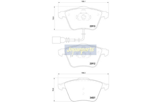 Brake Pad Set, disc brake PA-0909AF Japanparts, Image 2