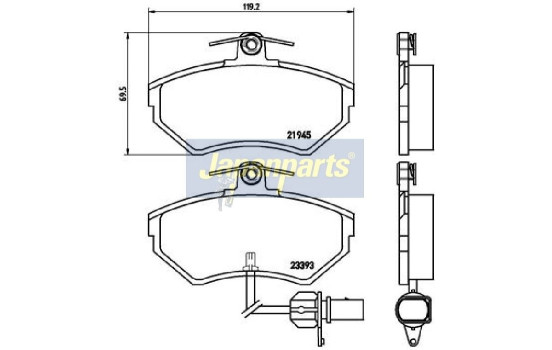 Brake Pad Set, disc brake PA-0910AF Japanparts, Image 2