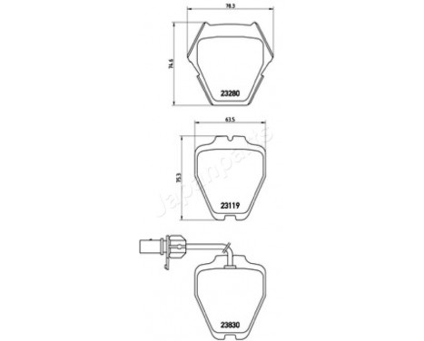 Brake Pad Set, disc brake PA-0912AF Japanparts, Image 2