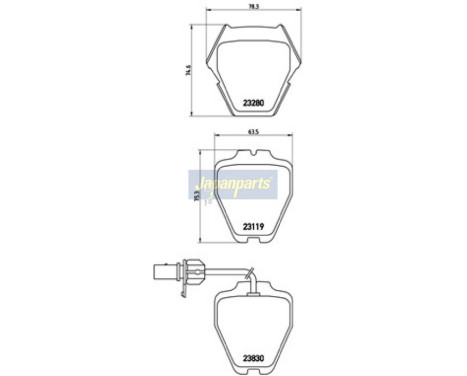 Brake Pad Set, disc brake PA-0912AF Japanparts, Image 2