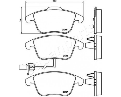 Brake Pad Set, disc brake PA-0915AF Japanparts, Image 2