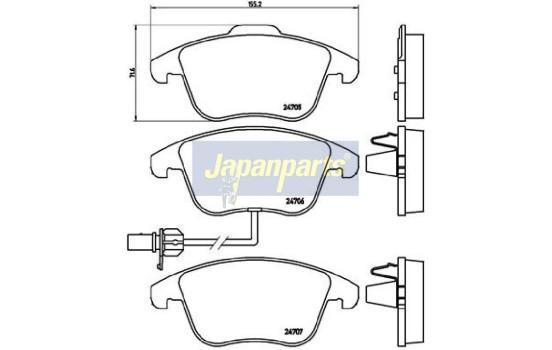 Brake Pad Set, disc brake PA-0915AF Japanparts, Image 2