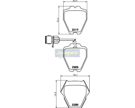Brake Pad Set, disc brake PA-0928AF Japanparts, Image 2