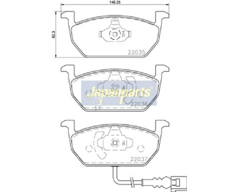 Brake Pad Set, disc brake PA-0938AF Japanparts, Image 2