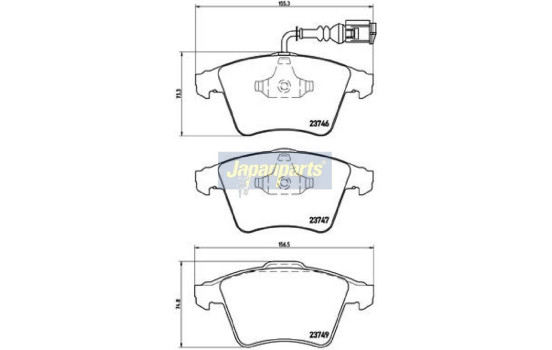 Brake Pad Set, disc brake PA-0954AF Japanparts, Image 2