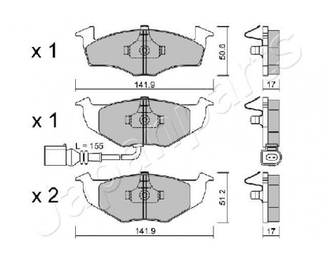 Brake Pad Set, disc brake PA-0955AF Japanparts, Image 2