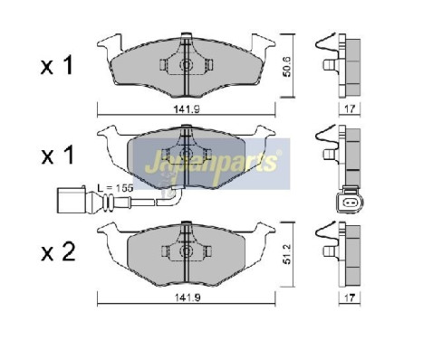 Brake Pad Set, disc brake PA-0955AF Japanparts, Image 2