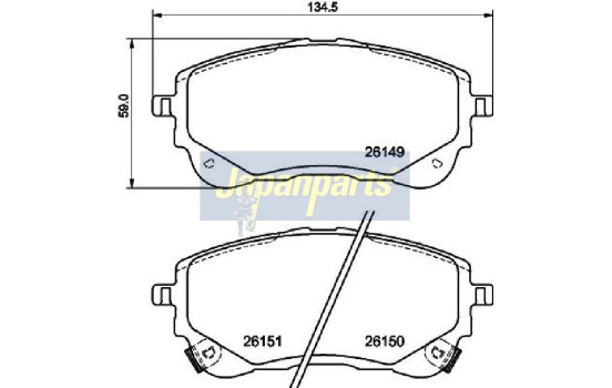 Brake pad set, disc brake PA-2027AF Japanparts, Image 2