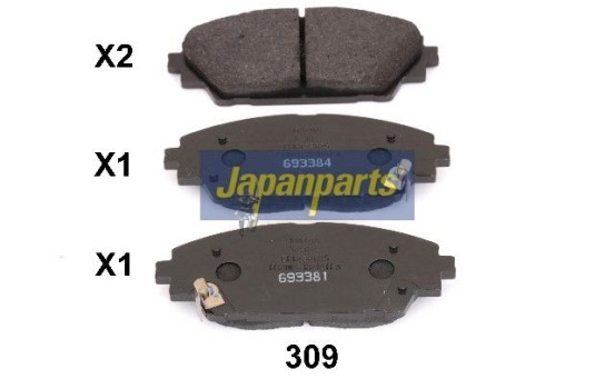 Brake Pad Set, disc brake PA-309AF Japanparts, Image 2