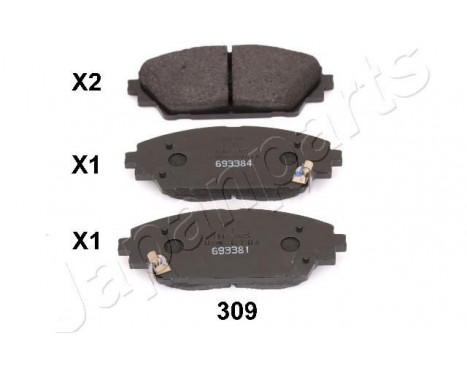 Brake Pad Set, disc brake PA-309AF Japanparts, Image 2