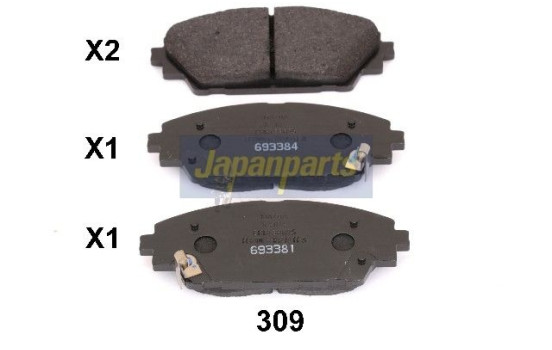 Brake Pad Set, disc brake PA-309AF Japanparts, Image 2