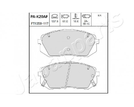 Brake Pad Set, disc brake PA-K20AF Japanparts, Image 2