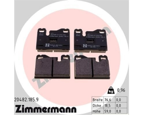 Brake Pad Set, disc brake pb:z 20482.185.9 Zimmermann, Image 2