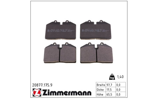Brake Pad Set, disc brake pb:z 20877.175.9 Zimmermann, Image 2