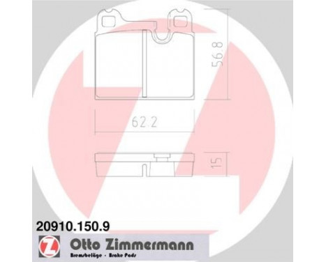 Brake Pad Set, disc brake pb:z 20910.150.9 Zimmermann