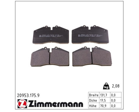 Brake Pad Set, disc brake pb:z 20953.175.9 Zimmermann, Image 2