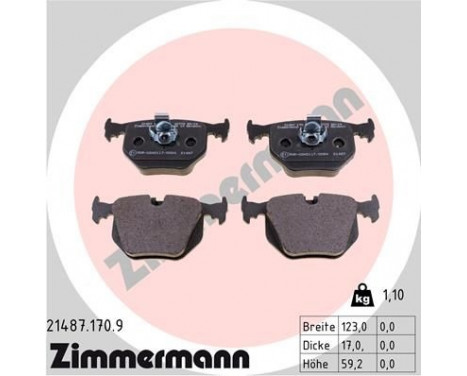 Brake Pad Set, disc brake pb:z 21487.170.9 Zimmermann, Image 2