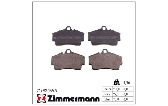 Brake Pad Set, disc brake pb:z 21792.155.9 Zimmermann, Image 2