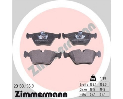 Brake Pad Set, disc brake pb:z 23183.195.9 Zimmermann