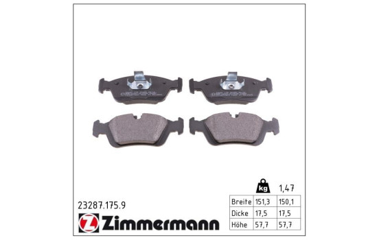 Brake Pad Set, disc brake pb:z 23287.175.9 Zimmermann, Image 2