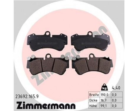 Brake Pad Set, disc brake pb:z 23692.165.9 Zimmermann