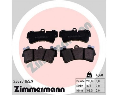 Brake Pad Set, disc brake pb:z 23693.165.9 Zimmermann