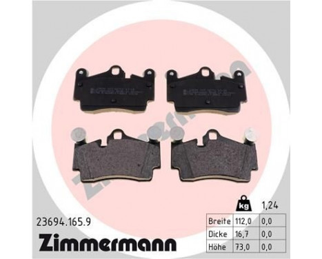 Brake Pad Set, disc brake pb:z 23694.165.9 Zimmermann