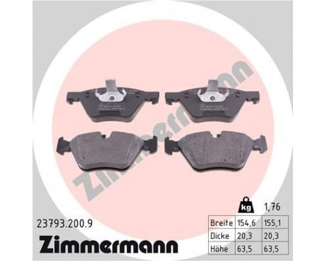 Brake Pad Set, disc brake pb:z 23793.200.9 Zimmermann