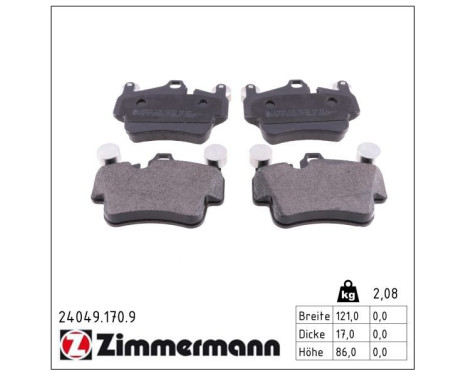 Brake Pad Set, disc brake pb:z 24049.170.9 Zimmermann, Image 2