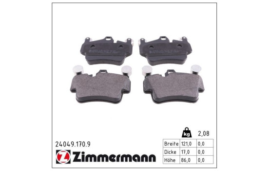 Brake Pad Set, disc brake pb:z 24049.170.9 Zimmermann, Image 2
