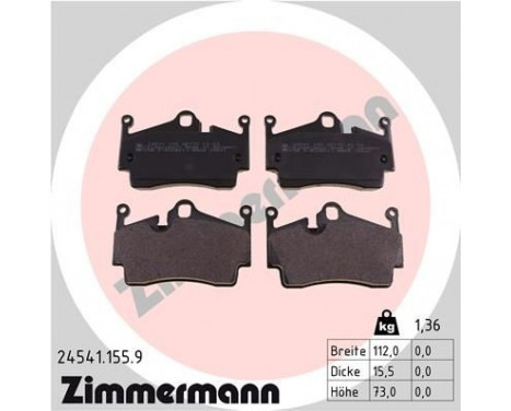 Brake Pad Set, disc brake pb:z 24541.155.9 Zimmermann, Image 2