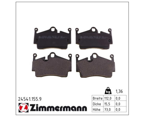 Brake Pad Set, disc brake pb:z 24541.155.9 Zimmermann, Image 2