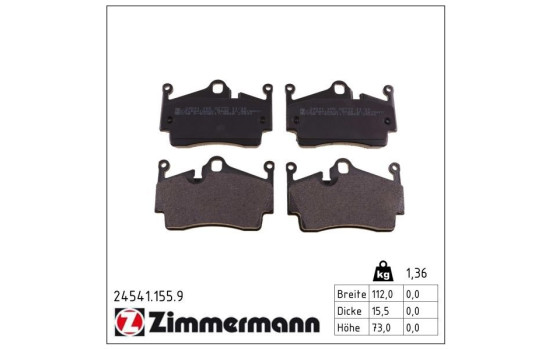 Brake Pad Set, disc brake pb:z 24541.155.9 Zimmermann, Image 2