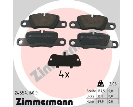 Brake pad set, disc brake pb:z 24554.160.9 Zimmermann