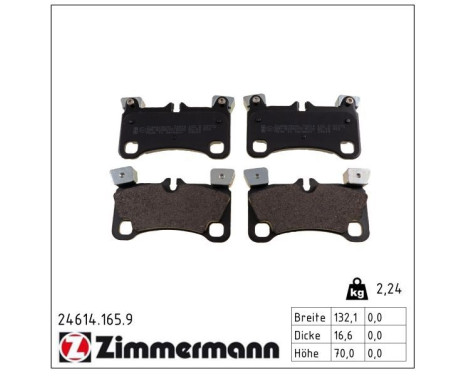 Brake Pad Set, disc brake pb:z 24614.165.9 Zimmermann, Image 2