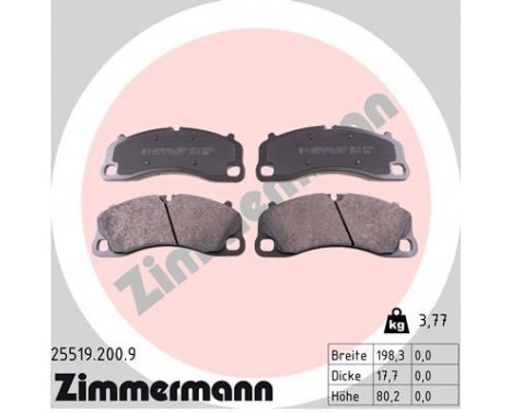 Brake Pad Set, disc brake pb:z 25519.200.9 Zimmermann