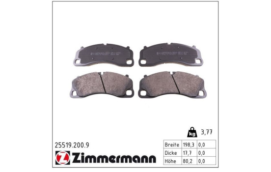 Brake Pad Set, disc brake pb:z 25519.200.9 Zimmermann