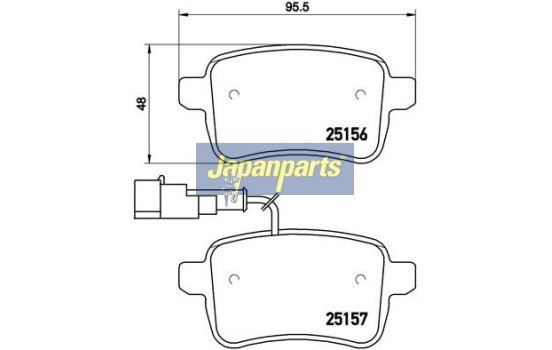 Brake Pad Set, disc brake PP-0205AF Japanparts, Image 2