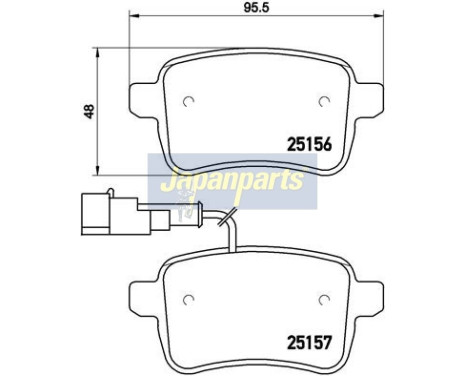 Brake Pad Set, disc brake PP-0205AF Japanparts, Image 2