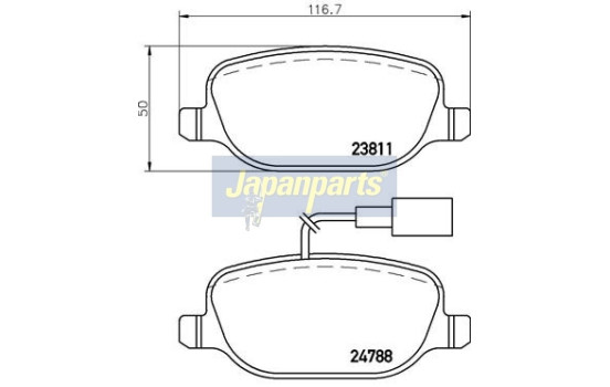 Brake Pad Set, disc brake PP-0206AF Japanparts, Image 2