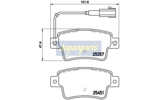 Brake Pad Set, disc brake PP-0215AF Japanparts, Image 2