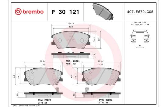Brake pad set, disc brake PRIME LINE P 30 121 Brembo, Image 3