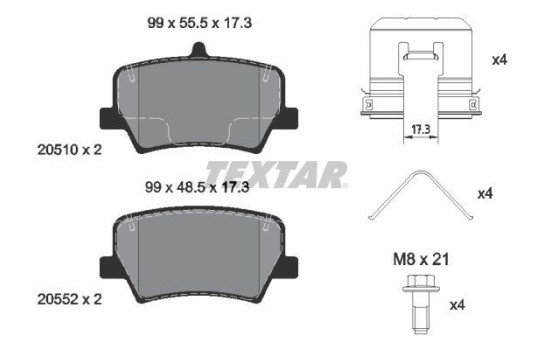 Brake Pad Set, disc brake Q+ 2051001 Textar